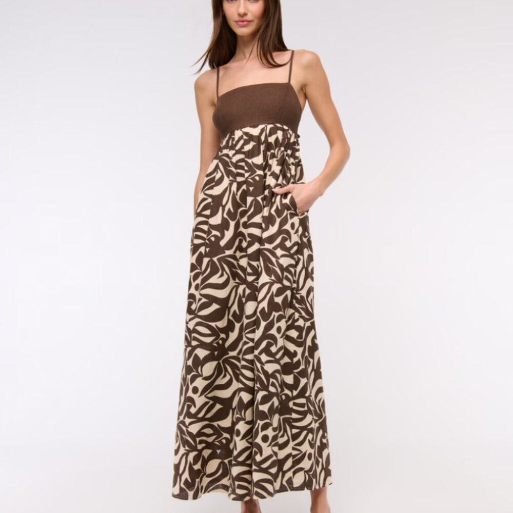 Abercrombie Women's Petite Tie-Back Babydoll Maxi Dress